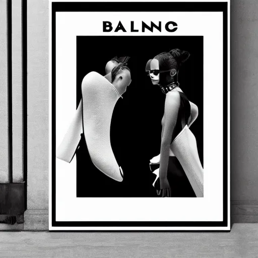 Image similar to black on white graphic poster for balenciaga in style of david rudnick, acid, y 2 k