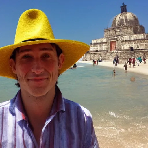 Prompt: gabriel matzneff in mexico wearing mexican hat