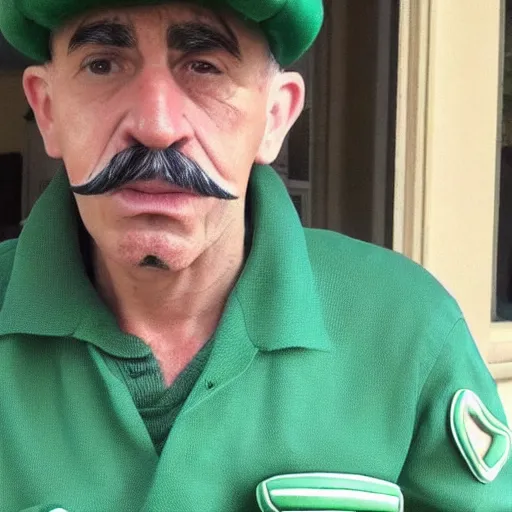 Prompt: a real life person who looks a lot like luigi, photo realistic