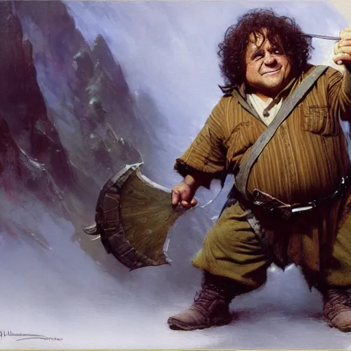 Prompt: danny devito as a hobbit fighter, highly detailed painting by gaston bussiere, craig mullins, j. c. leyendecker, 8 k
