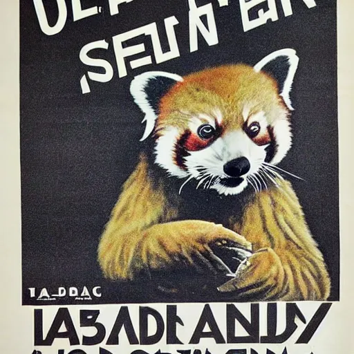 Image similar to red panda on a propaganda poster, world war, germany, circa 1 9 3 9, stencil