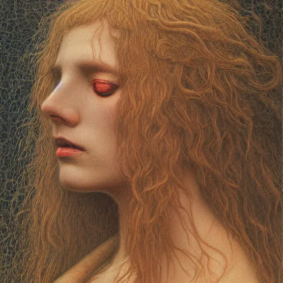 Image similar to a highly detailed portrait in the style of jean delville and in the style of gerald brom.