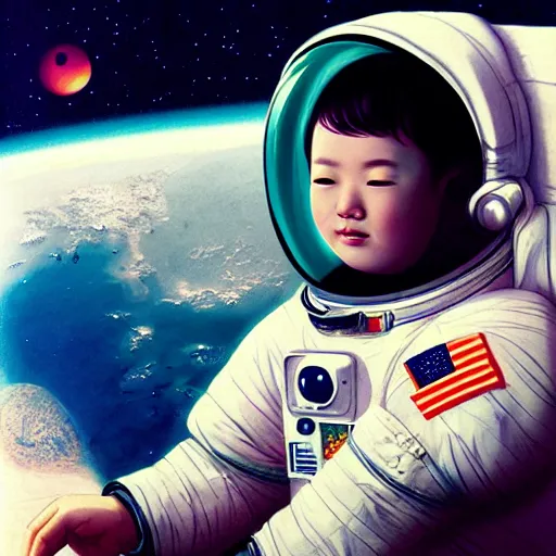 Image similar to an astronaut watching the earth from the moon, by hsiao ron cheng