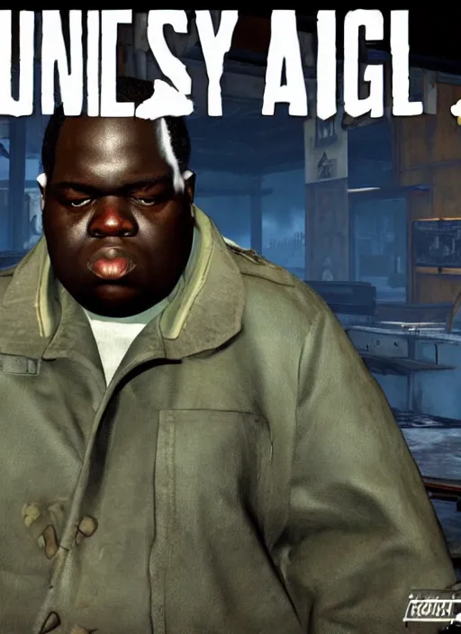 Prompt: the Notorious BIG in fallout 4