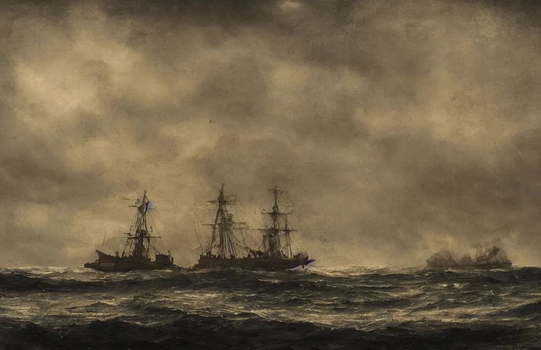 Image similar to pictorial antidote surviving painting ship ever further out to sea painted without underdrawings intact flawless ambrotype from 4 k criterion collection remastered cinematography gory horror film, ominous lighting, evil theme wow photo realistic postprocessing photo taken with nikon d 7 5 0 has its own distinctive quality quite unlike any other macrolens jan van der heyden