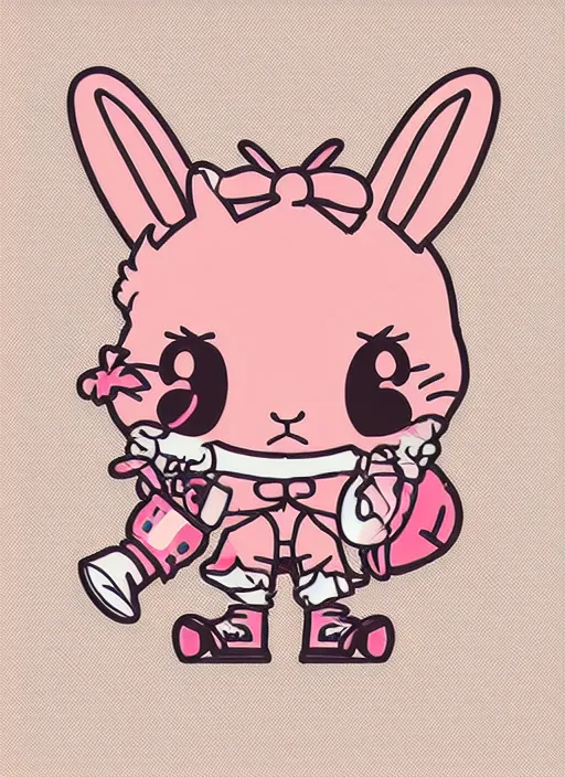 Prompt: amazingly detailed vector art, anthropomorphic pink rabbit character wearing a black bucket hat. Cute, kawaii, Cooky, bt21, Sanrio inspired. Beautiful artwork, Rabbt_character, rabbit_bunny, 獣, iconic character splash art, Detailed fur, detailed textures, 4K high resolution quality artstyle by artgerm, Guweiz, Pixiv, Instagram, dribbble, ArtstationHD