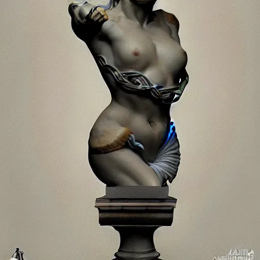 Prompt: beautiful lifelike award winning marble statue bust of hand newell trending on art station artgerm greg rutkowski alphonse mucha museum quality cinematic atmospheric