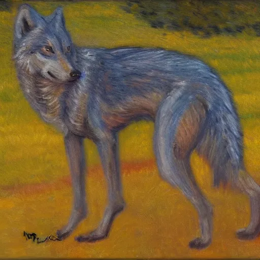 Image similar to retarded wolf, impressionism