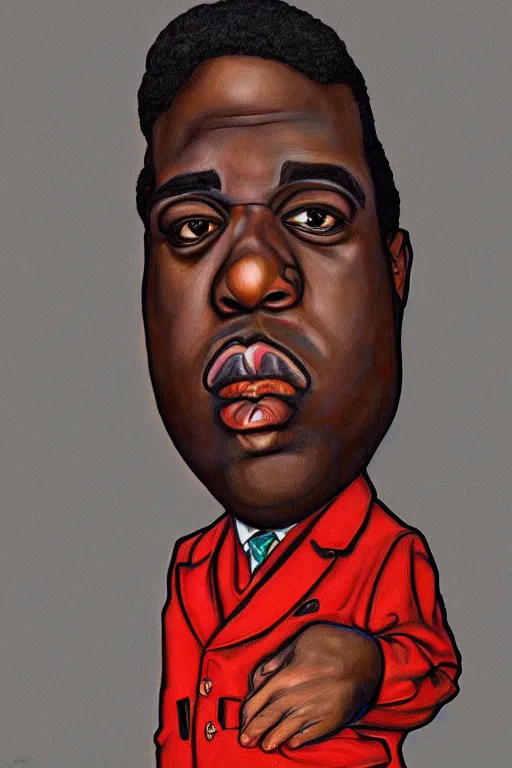 Image similar to a caricature portrait of biggie small in style of egon schiele, masterpiece, hyperdetailed, complex, intricate, 4 k, trending on artstation