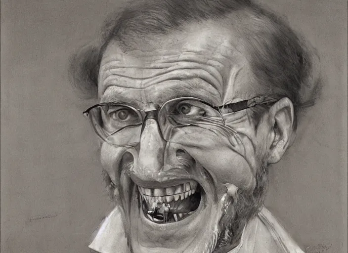 Image similar to a highly detailed grotesque portrait of a dentist, james gurney, james jean