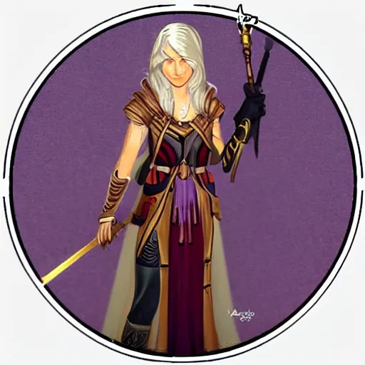 Image similar to a sticker of an aasimar from dungeons and dragons