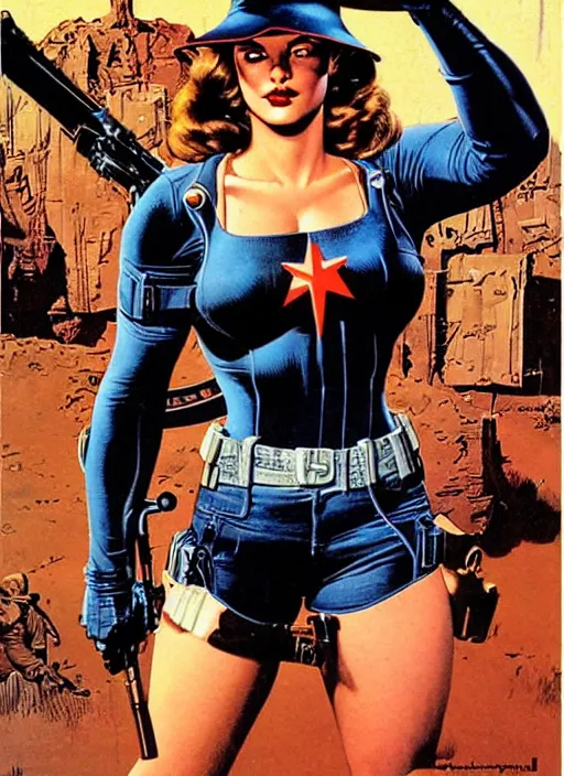 Image similar to female version of the punisher. portrait by clyde caldwell and jean giraud and anton otto fischer and john philip falter and will eisner and gil elvgren