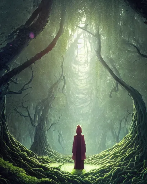 Image similar to highly detailed surreal vfx portrait of a cursed crown in a shadowy forest by a willow tree, stephen bliss, unreal engine, greg rutkowski, loish, rhads, beeple, makoto shinkai and lois van baarle, ilya kuvshinov, rossdraws, tom bagshaw, alphonse mucha, global illumination, detailed and intricate environment