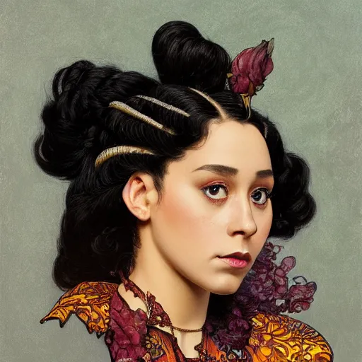 Prompt: Doja Cat, highly detailed, digital painting, artstation, concept art, smooth, sharp focus, illustration, ArtStation, art by artgerm and greg rutkowski and alphonse mucha and J. C. Leyendecker and Edmund Blair Leighton and Katsuhiro Otomo and Geof Darrow and Phil hale and Ashley wood and Ilya repin and Charlie Bowater