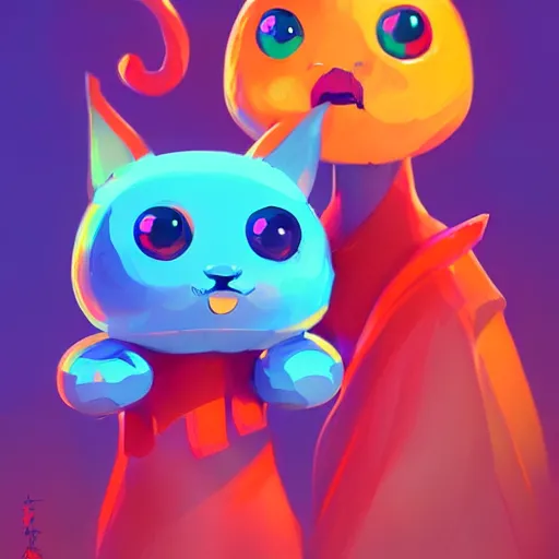 Image similar to cute creatures. bright art masterpiece artstation. 8k, sharp high quality illustration in style of Jose Daniel Cabrera Pena and Leonid Kozienko, magical colored theme, concept art by Tooth Wu,