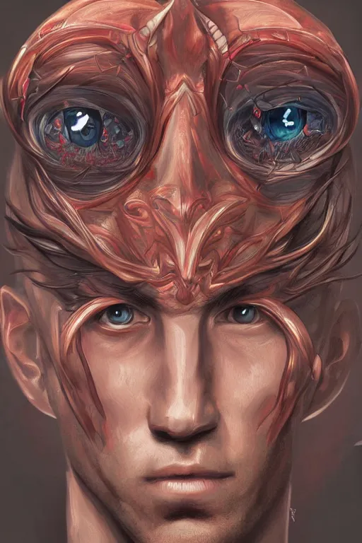 Image similar to portrait of man with seven eyes | digital painting | highly detailed | artgerm