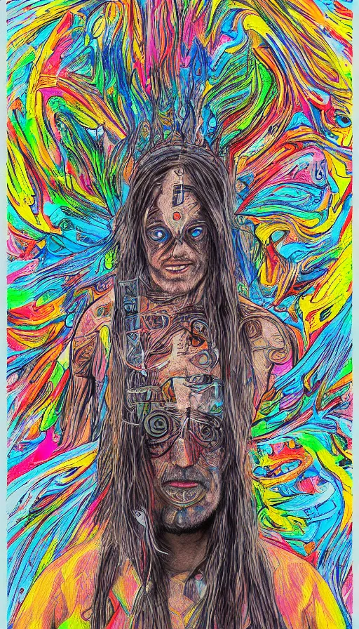 Image similar to portrait of a digital shaman, by schizophrenia patient