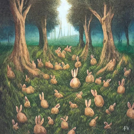 Prompt: the rabbit forest