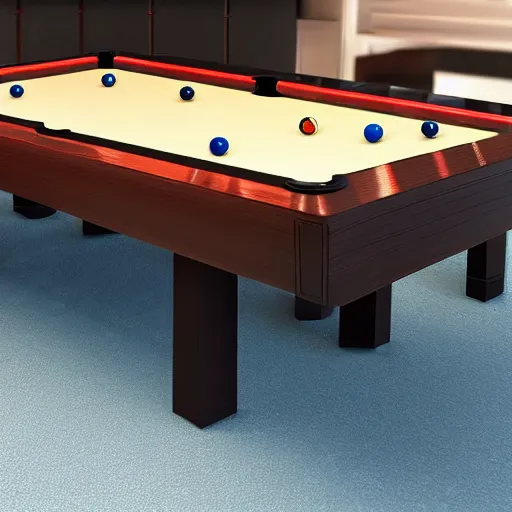 Image similar to a pool table with marbles for balls, photorealistic,