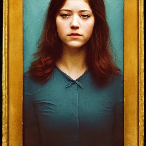 Prompt: a masterpiece portrait photo of a beautiful young woman who looks like an german mary elizabeth winstead, symmetrical face