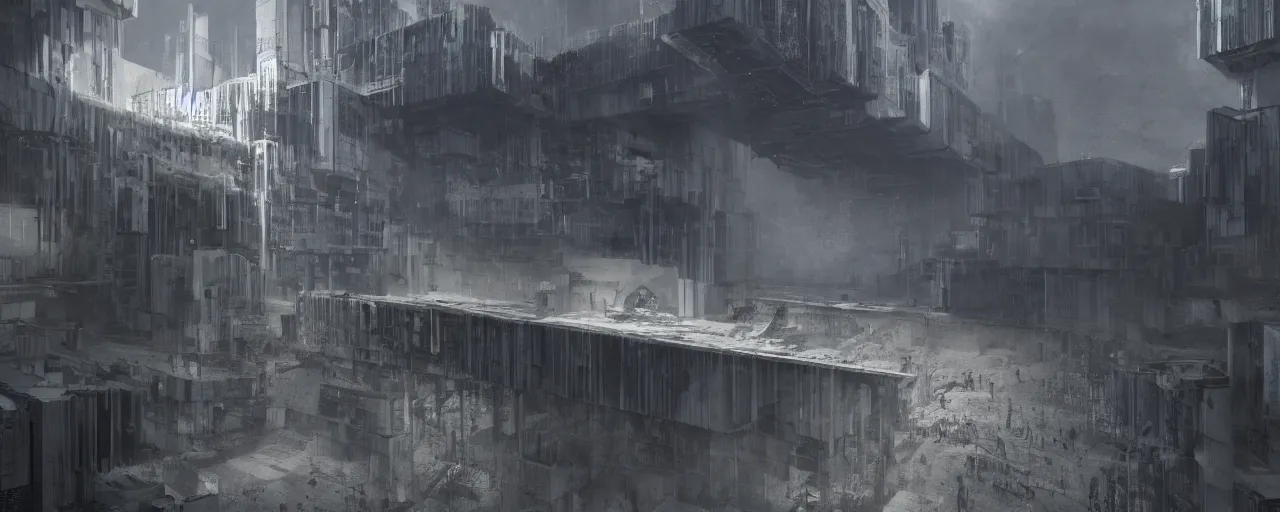 Prompt: big height brutalist imperial military base, drawing architecture, ultra very long shot, top angle, imperial architecture in rogue one, pritzker architecture prize, brutalism architecture, jan urschel, greig fraser