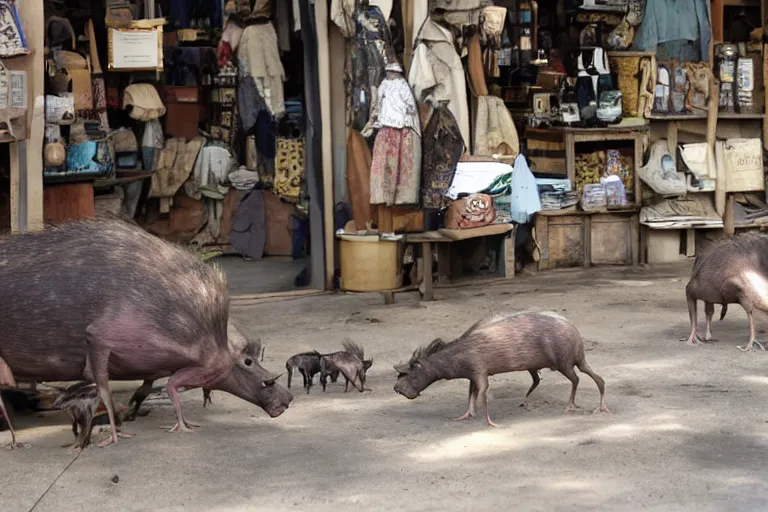 Prompt: pressed rat and warthog close down their shop