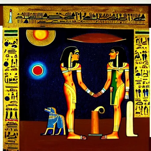 Prompt: creation of the universe, egyptian painting