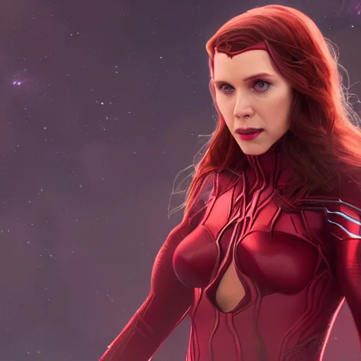 Prompt: still of scarlet witch creating a barrier around herself, photorealistic art style, futurism aesthetic, artstation, cgsociety contest winner