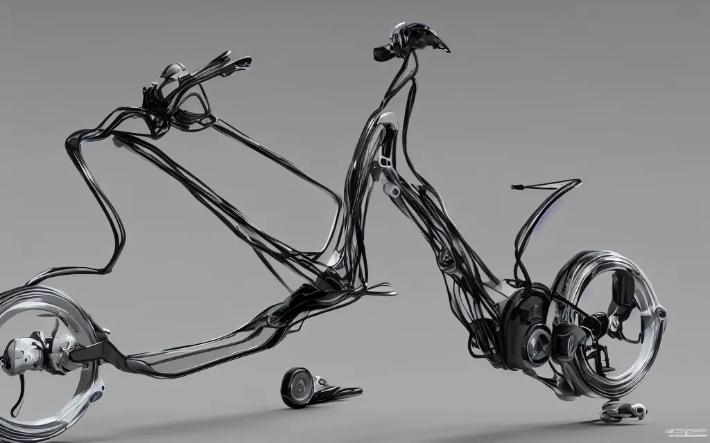 Prompt: futuristic bike design powered by magnetic and gravitational forces by mercedes - benz, wide shot, front camera view, ultra realistic, concept art, intricate details, eerie, highly detailed, photorealistic, 8 k, unreal engine