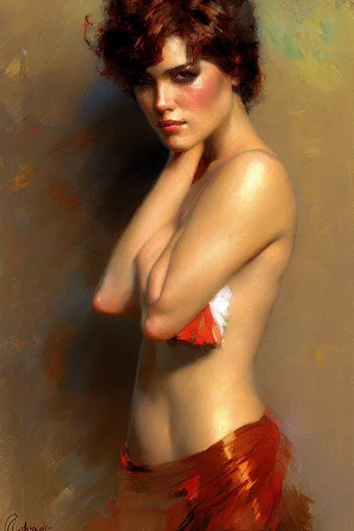 Image similar to attractive woman, painting by gaston bussiere, craig mullins