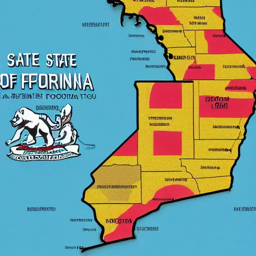 Image similar to map of the state of california with a screaming face