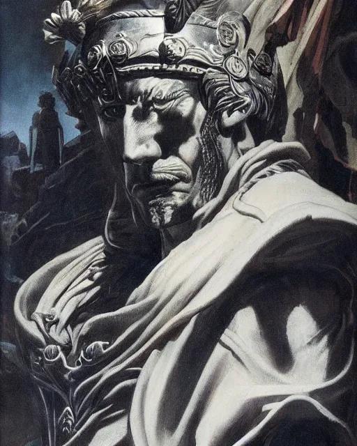 Prompt: a portrait of Julius Caesar by Frank Frazetta, larry elmore, jeff easley and ross tran