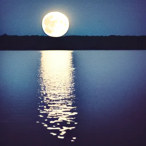 Prompt: reflection of the moon on water at night