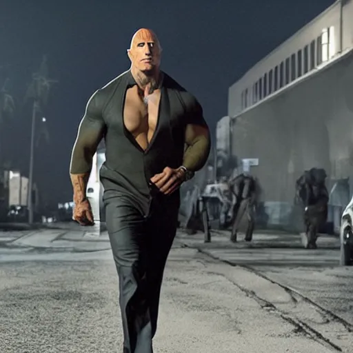 Prompt: Dwayne Johnson as FBI in movie directed by Christopher Nolan