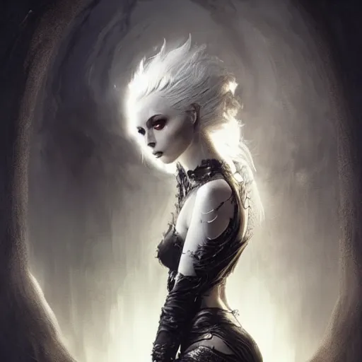 Image similar to kerli koiv nordic volva, darkwave, darksynth character portrait, sharp, digital matte painting, art by luis royo, greg rutkowski, wlop, dramatic lighting, trending on artstation