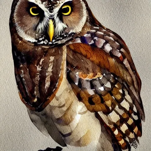 Prompt: Realistic , Nordic style, watercolor Illustration,owl, painting ,Collection, colorful , Graphic ,BY Artist Karl Martens,hd