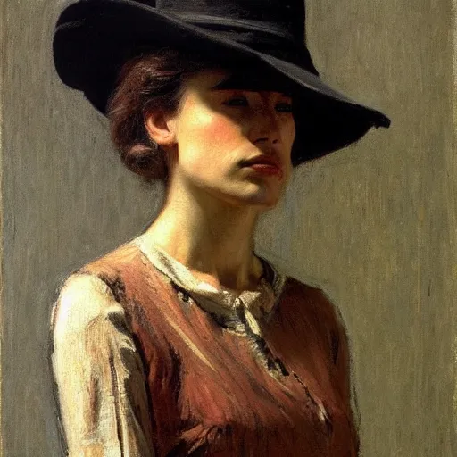 Prompt: a woman with a hat inspired bythomas eakins, cinematic