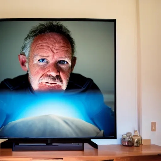 Prompt: closeup portrait of an australian man watching netflix upside down, natural light, bloom, detailed face, magazine, press, photo, steve mccurry, david lazar, canon, nikon, focus