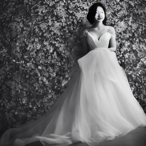 Image similar to justin sun in beautiful wedding dress, professional wedding photography