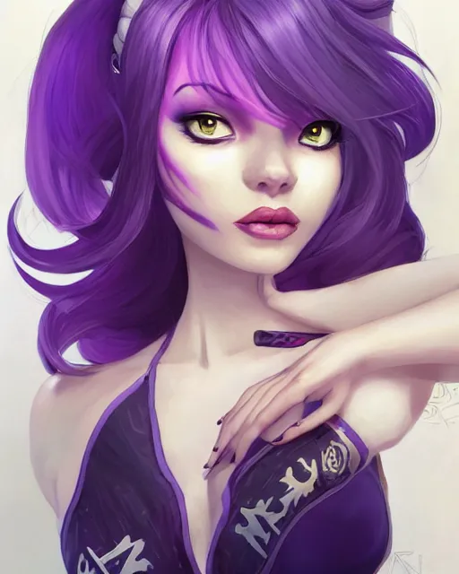 Prompt: beautiful female purple hair tattoo symmetrical face eyes twitch streamer full length fantasy art jynx league of legends Video game icon, 2d game art gta5 cover , official fanart behance hd artstation by Jesper Ejsing, by RHADS, Makoto Shinkai and Lois van baarle, ilya kuvshinov, rossdraws