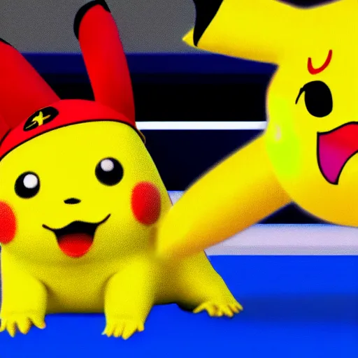 Image similar to a hyper realistic digital still of Donald Trump and Pikachu high fiving , 8k, realistic photo,