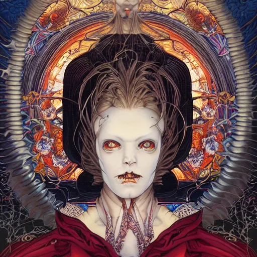 Image similar to portrait of crazy mary virgin, symmetrical, by yoichi hatakenaka, masamune shirow, josan gonzales and dan mumford, ayami kojima, takato yamamoto, barclay shaw, karol bak, yukito kishiro