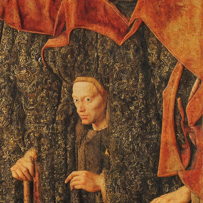 Image similar to sampling the bestiary, close up. jan van eyck