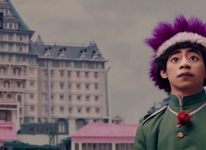 Prompt: a film still of midoriya in the grand budapest hotel ( 2 0 1 4 ), 4 k