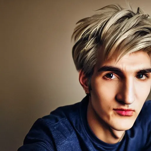 Image similar to really handsome gigachad xqc, portrait photograph : : realistic : : 1 dslr : : 1 - - quality 2