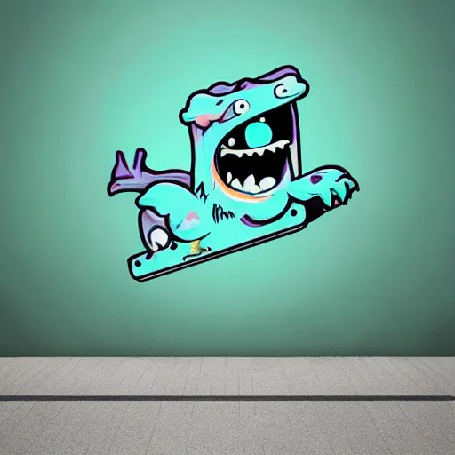 Image similar to cute monster skateboarding, sticker art, vector art, deviantart cronobreaker, graffiti, skateboard art, beeple, @ cronobreak on twitter. com,