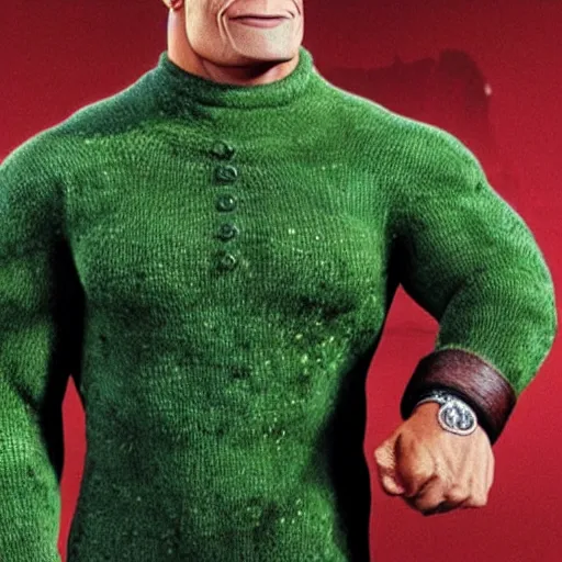 Image similar to The Rock in a turtleneck, Shrek