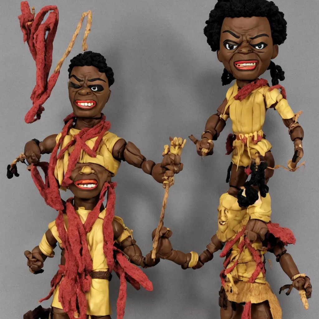 Prompt: maya angelou as kunta kinte, stop motion vinyl action figure, plastic, toy, butcher billy style