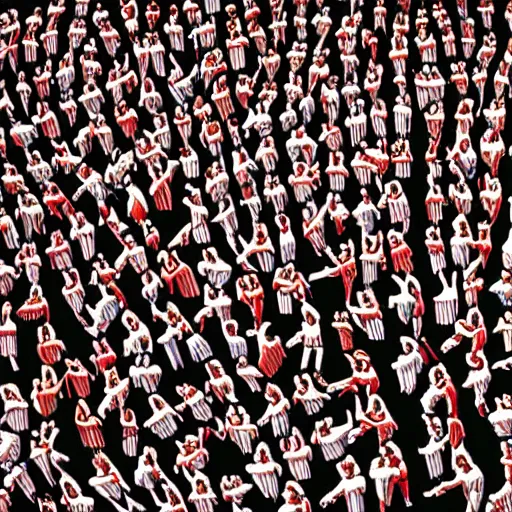 Prompt: highly detailed where's wally? by caravaggio and martin handford wiew from above