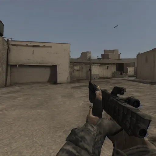 Prompt: us military forces deploying on Counter Strike 1.6 map de_dust2, cinematic, aereal wide shot, grunge, very detailed 4k
